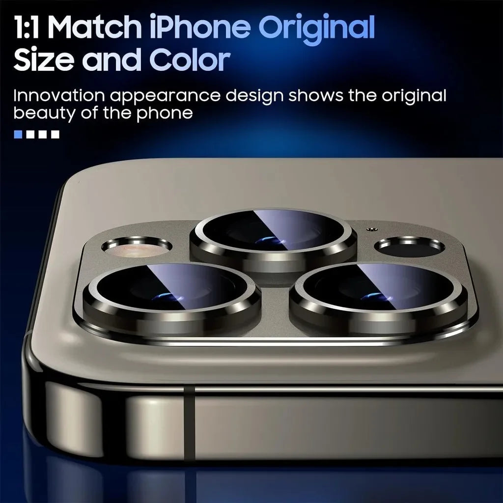 1Pcs Metal Camera Len Protector For IPhone 15 16Pro Max Aluminum Alloy Tempered Glass Cover Screen Protector For IPhone 15 16Pro