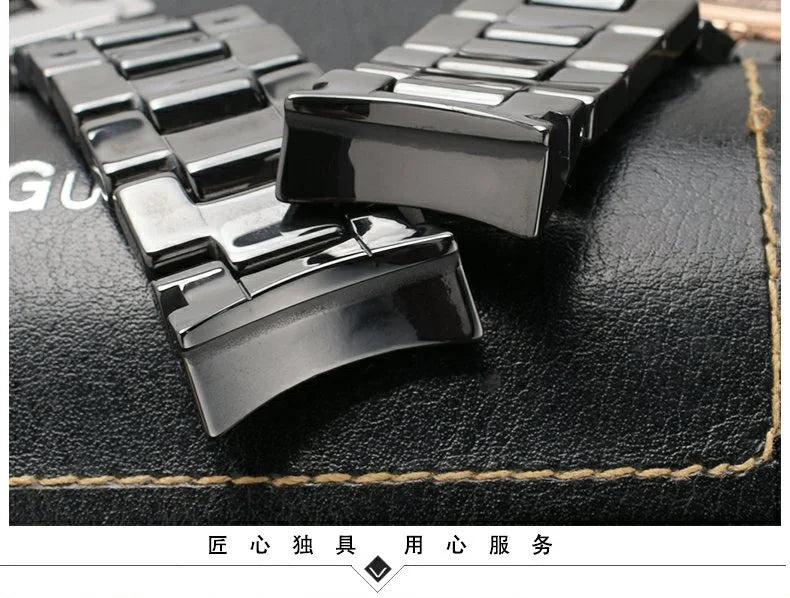 High quality Ceramic case watchband for Armani watch AR1451 AR1452 AR1400 AR1410 AR1421 AR1440 Men's black strap accessories