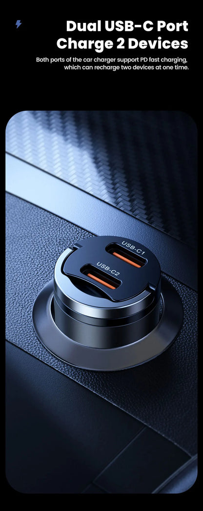 Toocki 45w Car Charger Dual Type C PD45w Fast Charging Car Phone Adapter For Xiaomi iPhone Oneplus Samsung Huawei POCO Cellphone