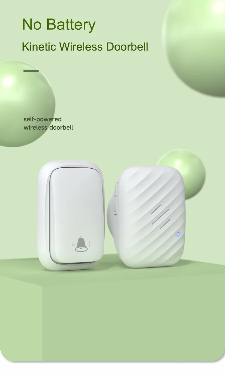 New Long-Range Self Powered Wireless Door Bell No Battery Waterproof 60 Ringtones Kinetic Doorbell EU US UK Plugs Optional