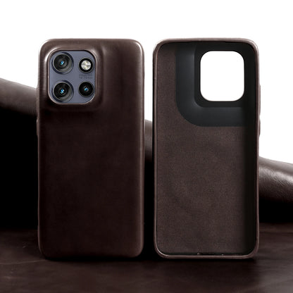 Luxury Oil Wax Genuine Leather Back Cover Case for Motorola G45 G85 Edge 50 Pro Fusion S50 Neo X50 Ultra Phone Case Coque Fundas