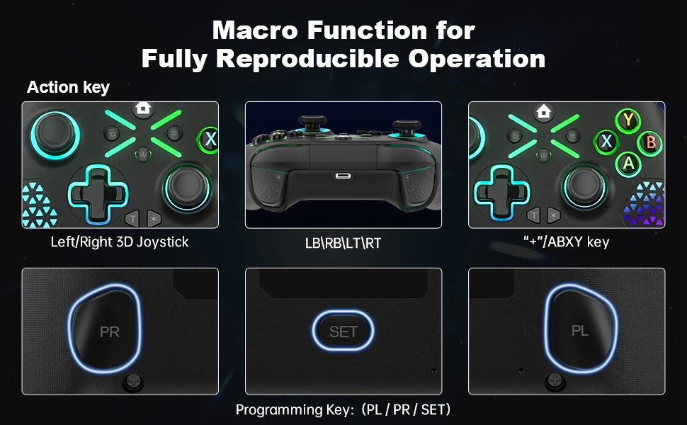 Turpow RGB Gamepad For Xbox One Controller,Xbox Seris S/X Dual Vibra 6Axis Gyroscope Wireless Game Xbox Console