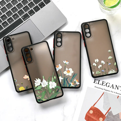 For Samsung S24 S22 S26 Ultra Case Cover Samsung Galaxy S25 S23 Ultra S21 Plus S20 FE Note 20 Ultra Lavender Flowers Clear Cases