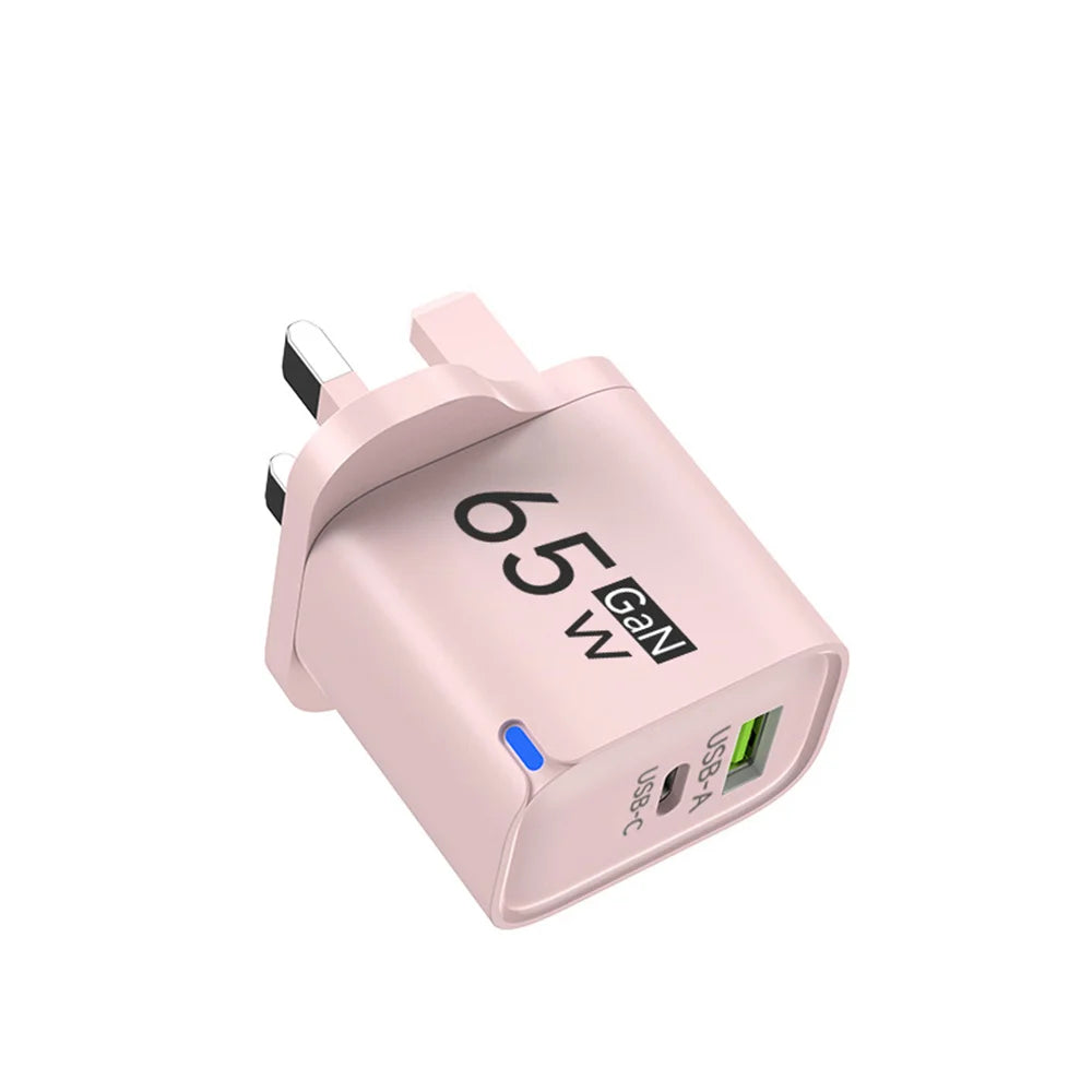 65W USB-C Fast Charger PD Type-C Dual Ports Mobile Phones Charging Adapter EU US UK Plug For iPhone Samsung Xiaomi