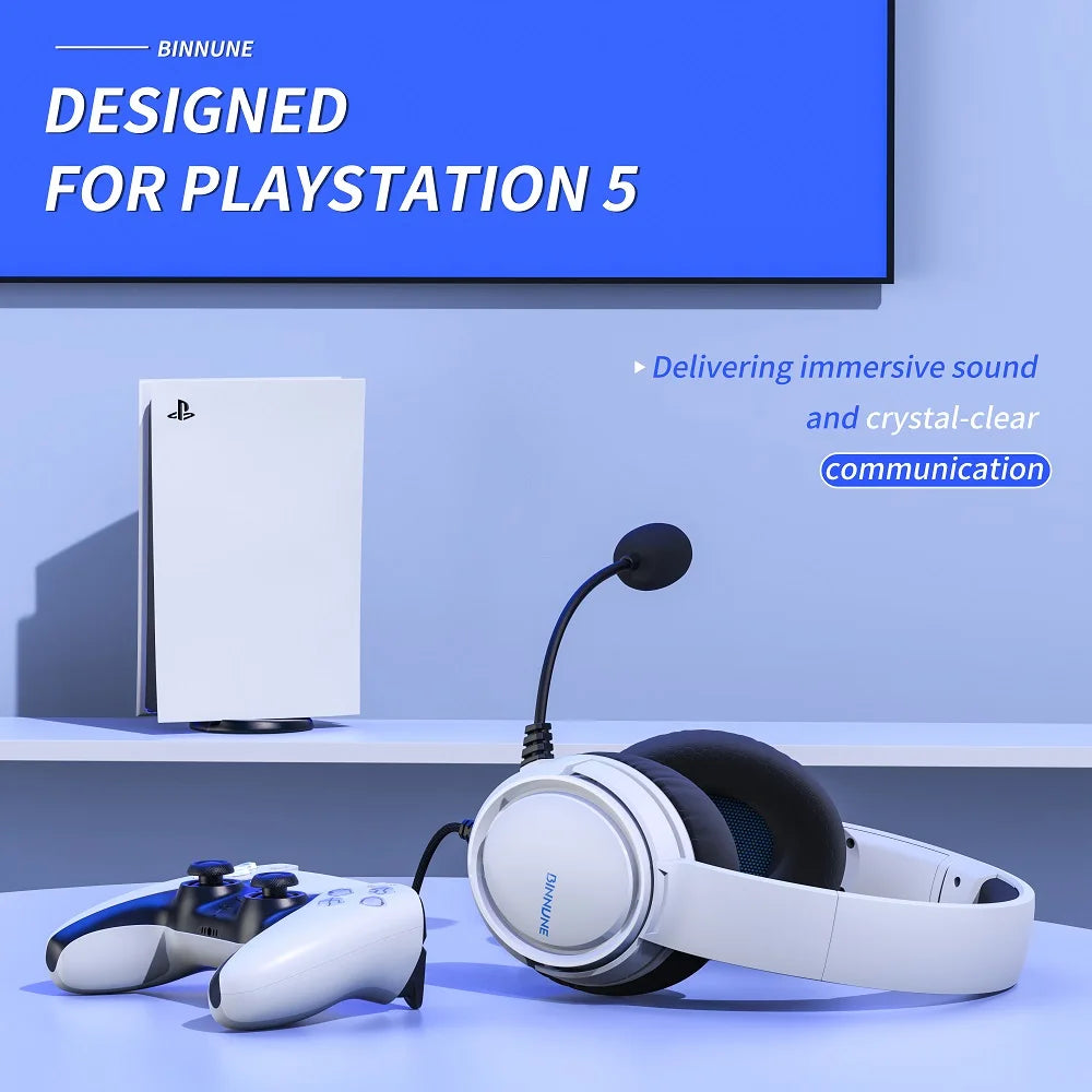 BINNUNE BG02 Headsets Gamer for PS4 PS5 Xbox Series X|S Xbox One PC Switch Wired Gaming Headphones for Playstation 5 Xbox 1
