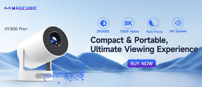 Magcubic 8K Wifi6 Projector 290ANSI Android 14 Dual WIFI Allwinner H726 BT5.4 1280*720P Home Cinema Outdoor Portable HY300 Pro +