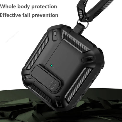 Security Lock Case For AirPods 4 4th Gen Cover TPU PC Protective Cases For Apple AirPods 5 Fundas Earphone Accessories With Hook