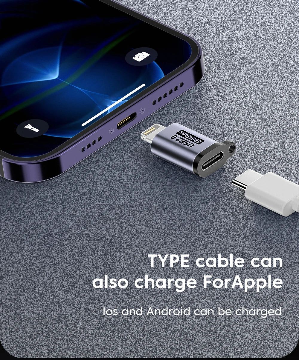 Micro USB To Type C Adapter Mini USB To USB C 480Mbps Fast Data Charging Connector USBC To Lightning Adapter For iphone Android