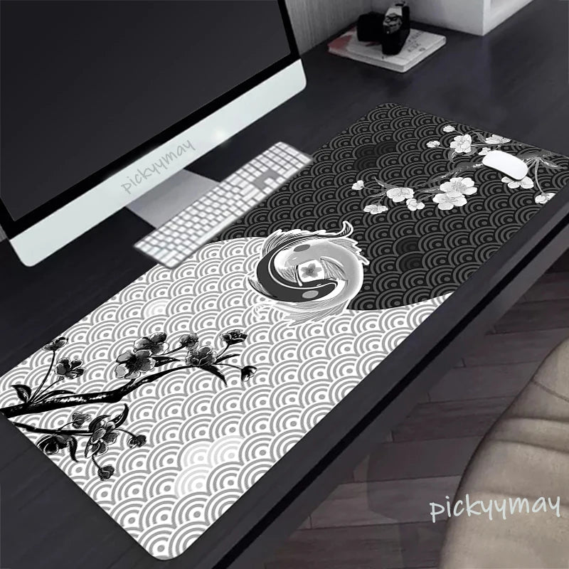 Black And White Large Mouse Pad 100x50cm Computer Mousepad Company Gaming Mausepad Keyboard Mat Office Desk Mats Abstract Art