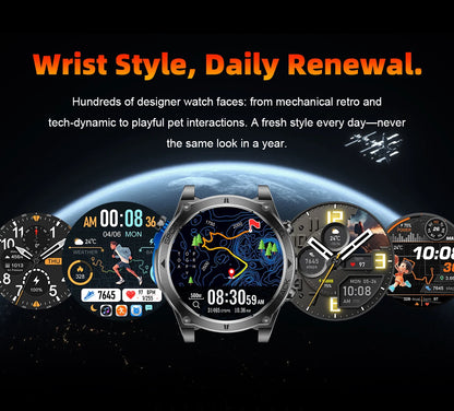 T-RX4 Ultra GPS Outdoors Military Smart Watch Men 1.7" AMOLED Compass 10ATM Waterproof 850mAh Battery Bluetooth Call Smartwatch
