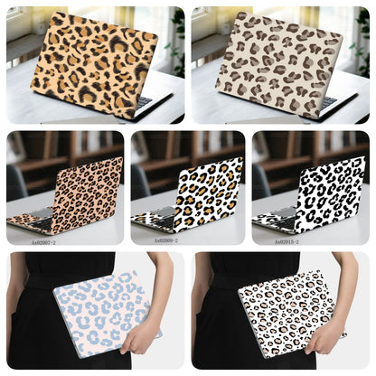 2 pcs Aesthetic Light Leopard Laptop Stickers Set Self-Adhesive Removable Laptop Covers for MacBook Notebook Protective Skins