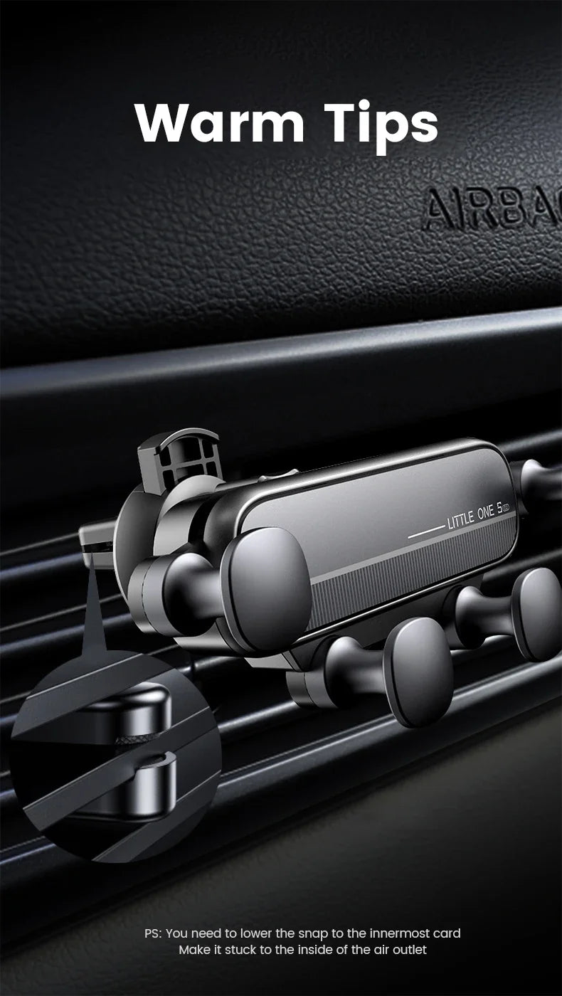 Gravity Car Phone Holder Air Vent Mount Cell Phone Holder in Car Mobile Support For iPhone16 15 14 13 12 Xiaomi GPS Stand
