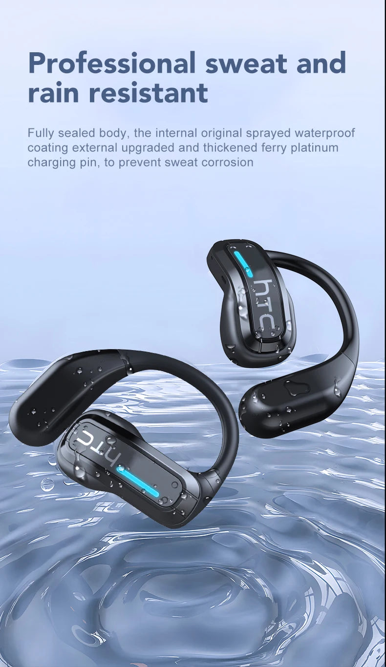 AI Translator Earphone HTC NE02 Open Ear Wireless Bluetooth Headphones Hifi Sound Quality Low Lacenty Sport Earbuds With Mic