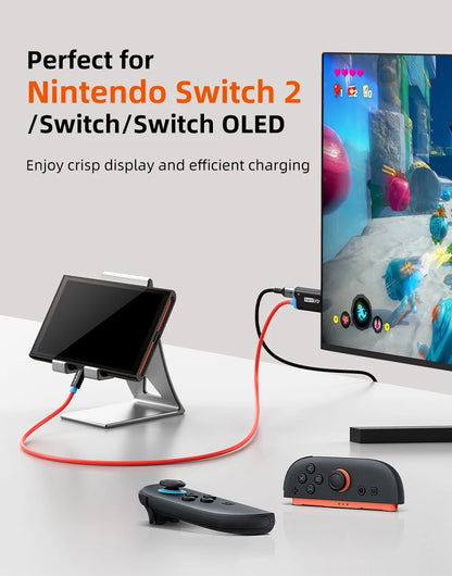 CABLETIME Switch 2 Dock Station Portable TV Dock 4K144Hz USB C to HDMI Cable  PD 100W Adapter Prefect Switch 2/1 OLED for PS4/5