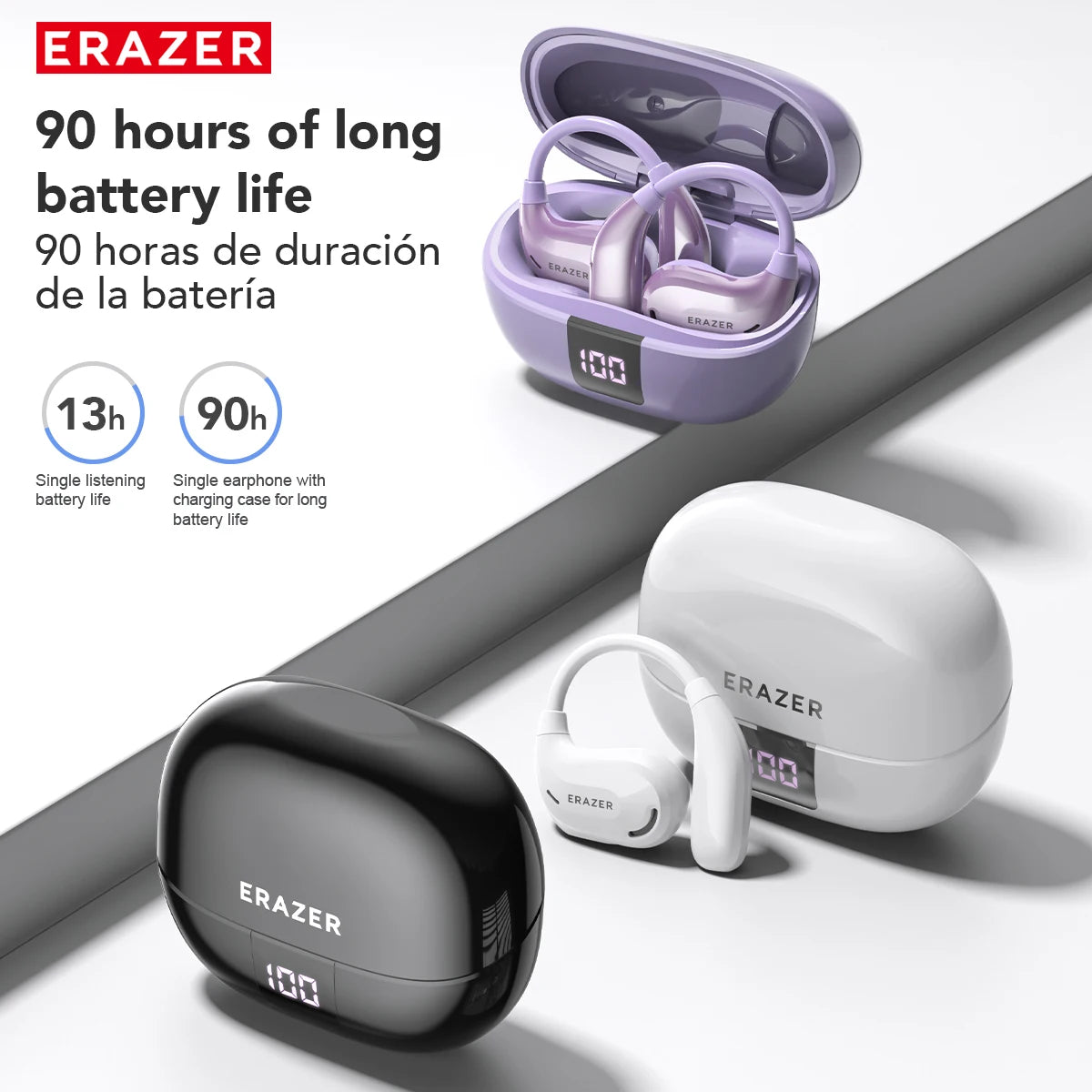 Erazer XT66 Intelligent Translator Earphone Wireless Headphones Bluetooth Earbuds Real-time Translate Equalizer APP Built-in Mic