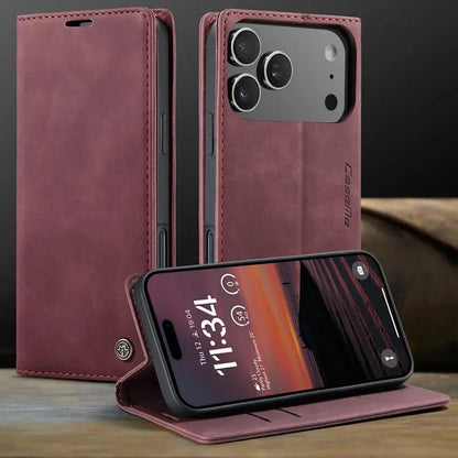 Leather Case For iPhone 17 16 15 14 13 12 11 18 Pro Max Air 16E X XR XS Max SE 2020 6 6s 7 8 Plus Luxury Magnetic Phone Cover