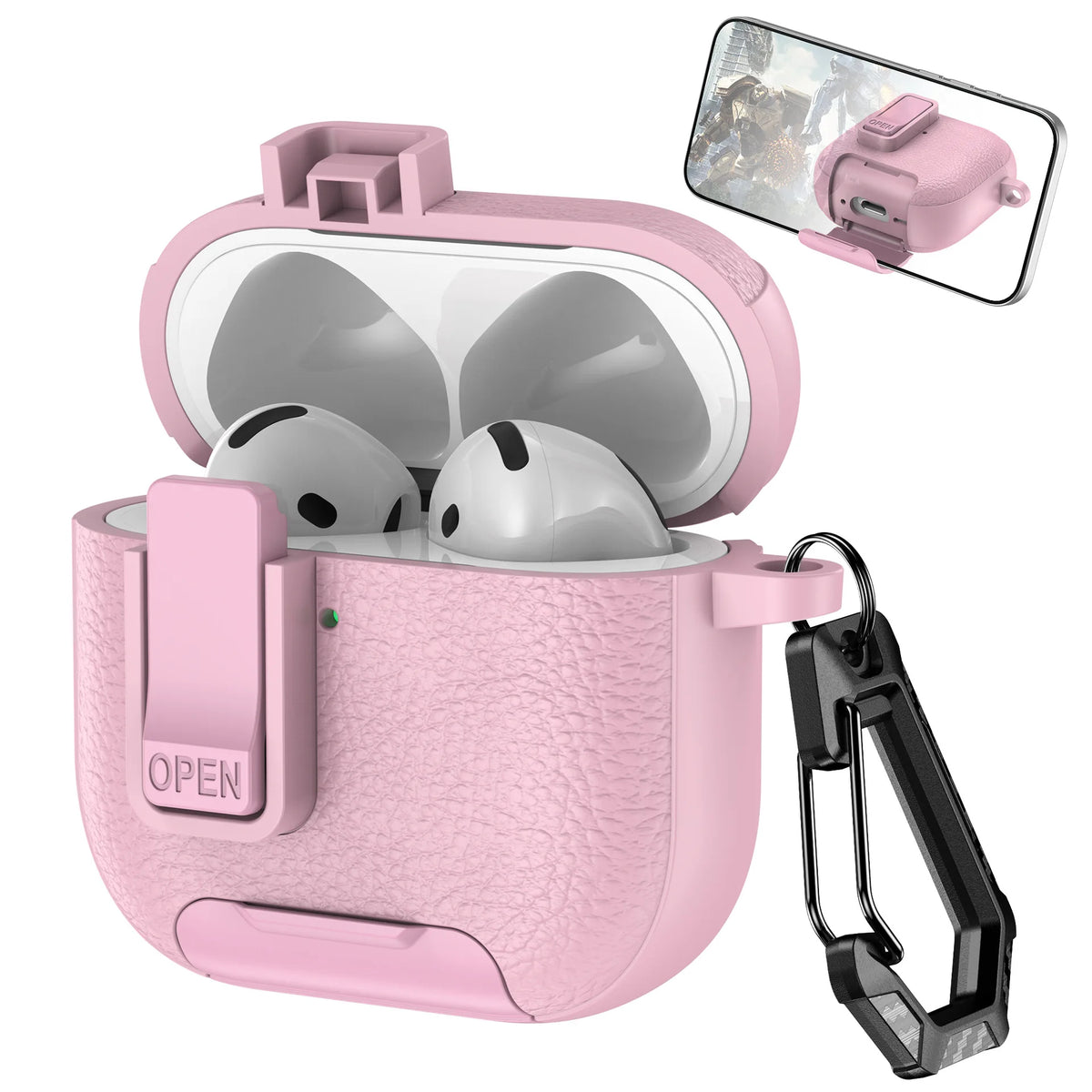 2025 New For AirPods 4 Case Latch wireless Bluetooth earphone Accessories Cover dermatoglyph Mobile phone holder switch Cases 3D