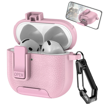 2025 New For AirPods 4 Case Latch wireless Bluetooth earphone Accessories Cover dermatoglyph Mobile phone holder switch Cases 3D