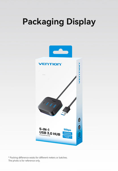 Vention USB A 3.0 HUB RGB Light Switch USB C 3.2 Gen1 5Gbps Desktop Hub Adapter for PC Laptop Accessories USB Splitter Extender