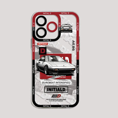 Anime Initial D AE86 Phone Case For iPhone 15 14 13 12 11 Mini Pro Max X XR XSMax 6S 6 7 8 Plus SE20 Transparent Cover