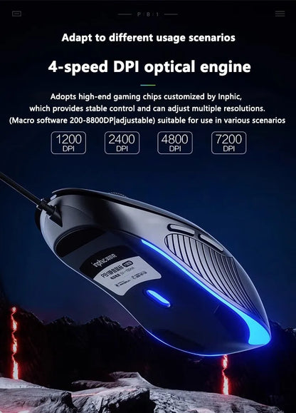 INPHIC B2 USB Wired Mouse Silent Office Gaming Mouse for PC and Laptops