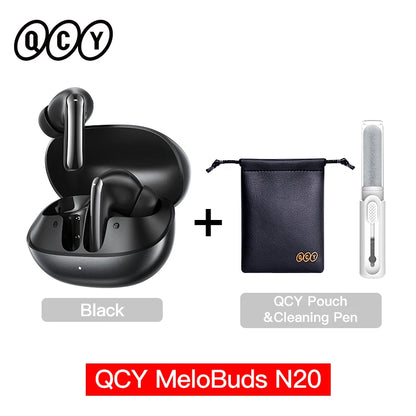 QCY MeloBuds N20 Adaptive Hybrid Noise Cancelling Earbud Wireless Bluetooth 6.0 Headphone 6 Mics Clear Call HT20 Earphone 40Hrs