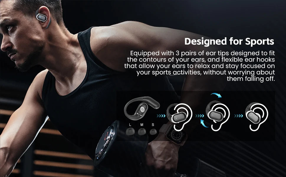 2026 New Open Ear OWS Earphones Bluetooth 6.0 Wireless Headphones HiFi Sound Headset Touch Control TWS Earbuds 60 Hours Playback