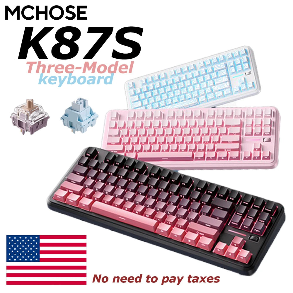 MCHOSE K87S Keyboard Three Model Mechanical Magnetic Knob Control Gaming  Hot Swappable Custom Keyboard For Laptop PC