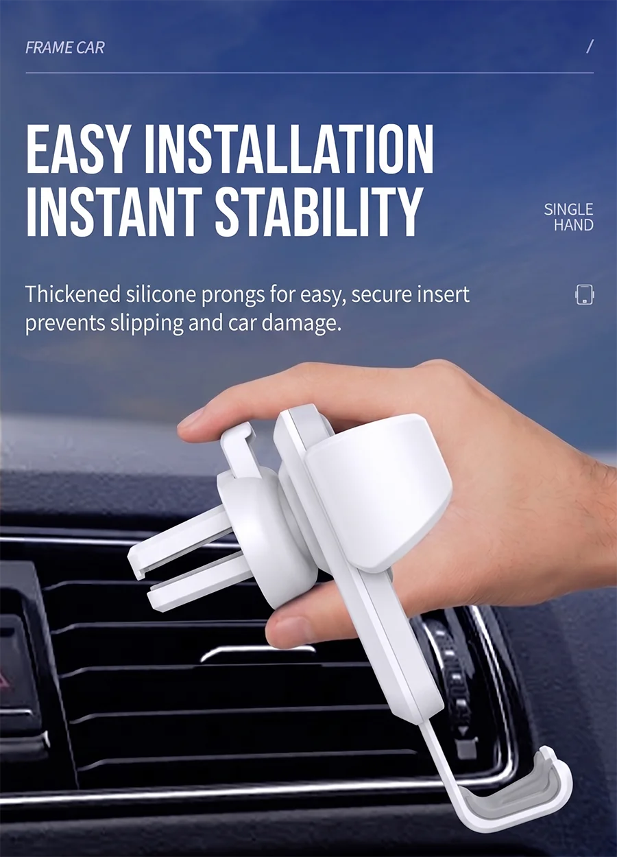 Car Air Vent Mount Auto Phone Holder Gravity Triangular Hold One Hand Operation For Cell Phones Navigation Car Phone Stand