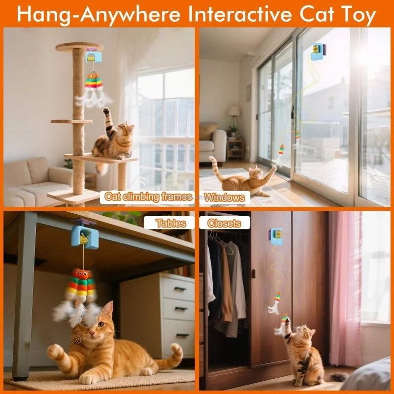 Electric Interactive Cat Yo-Yo Toy Smart Door Hanging Cat Balls Toy Self-entertainment Amusement Artifact for Cats Kittens