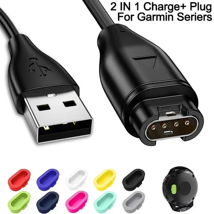 USB Watch Charger Cable For Garmin Fenix 7 7S 7X 6 6S 6X 5 5S 5X Forerunner 945 935 245 255 Charging Dock With Dust Plug Cover