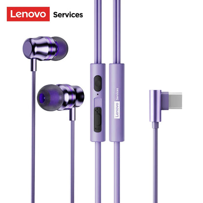 Lenovo YF38 Wired Earphones Type-C/3.5mm Gaming Headphones HiFi-level Dynamic Sound Ultra-low Latency Earbuds W Mic Tangle-Free
