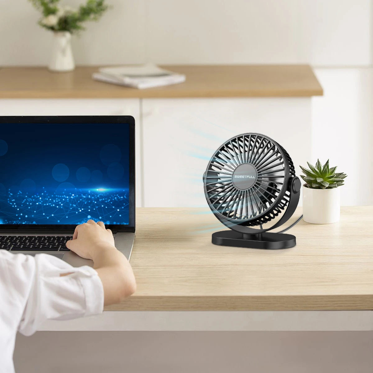 USB Fan Portable Desktop Wall Mounted Mini Electric Fan Mute 3 Speed Adjustment Air Circulator For Home Desk Office