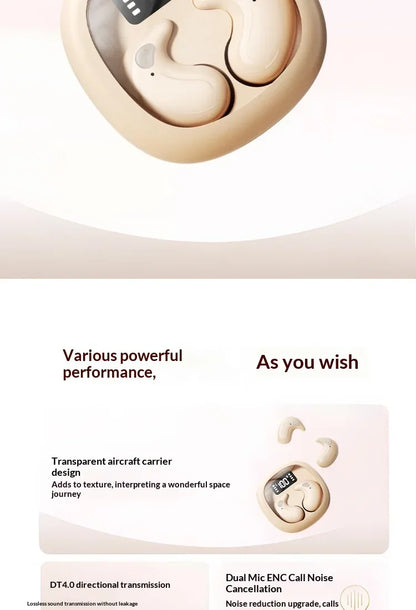 Wireless In-Ear Bluetooth 5.3 Earphones High Sleepy Quality Wireless Earbuds with Long Battery Life Mini Digital Display Video