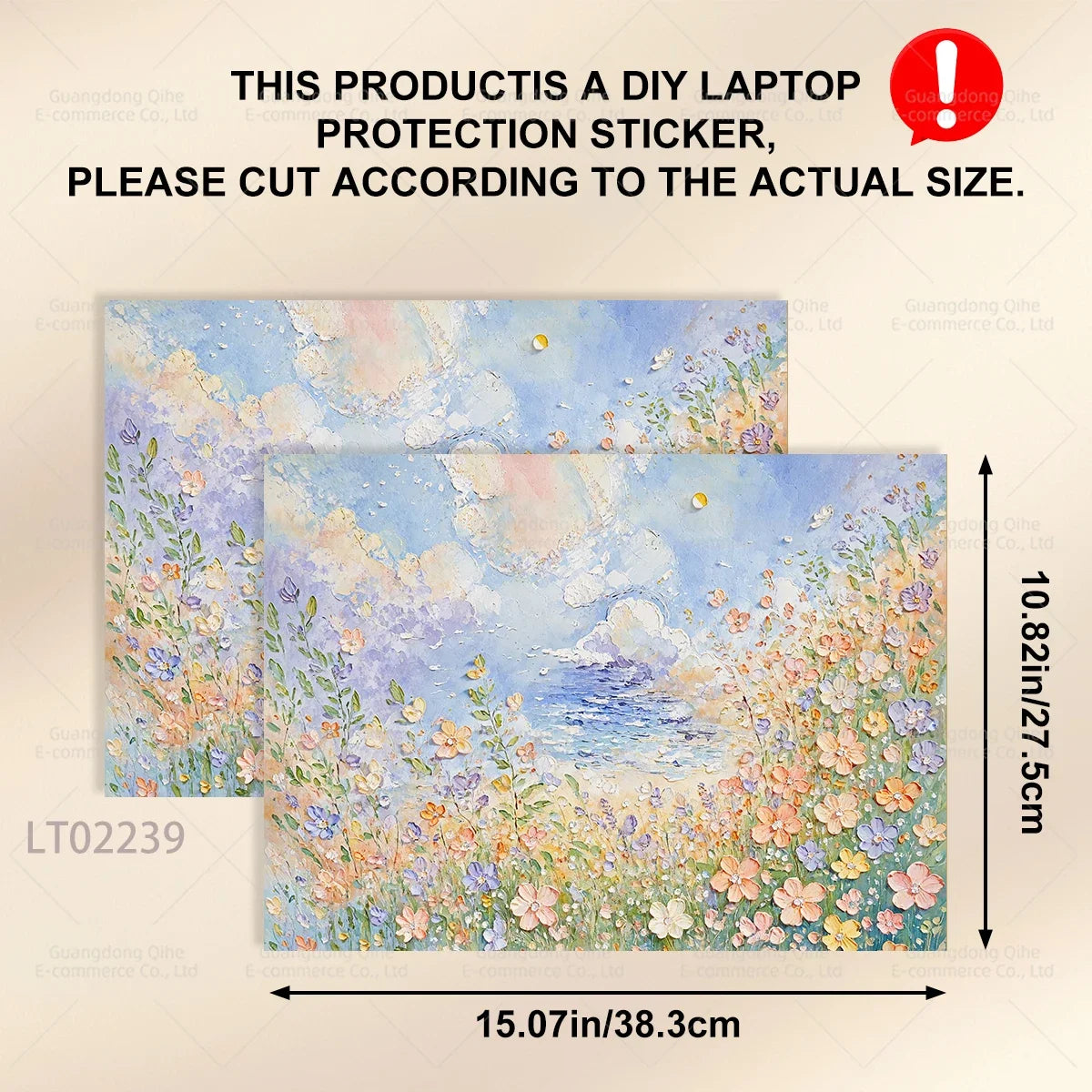 2 PCS Removable Flower Stickers for Laptop PVC Aesthetic Decals Self-Adhesive Peel Off No Residue Tablet Skin MacBook Skin