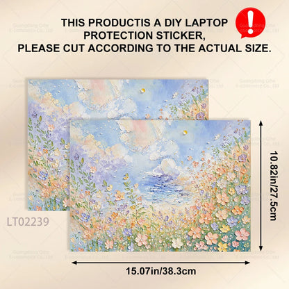 2 PCS Removable Flower Stickers for Laptop PVC Aesthetic Decals Self-Adhesive Peel Off No Residue Tablet Skin MacBook Skin