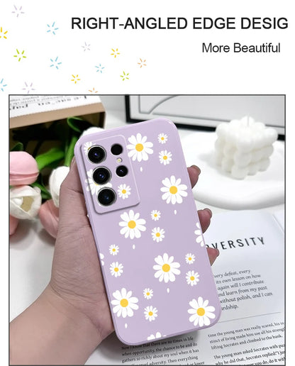 Daisy Petals Phone Case For Samsung Galaxy S25 S24 S23 S22 S21 S20 S10 S10E Ultra Plus FE Note 20 Ultra Plus Cover