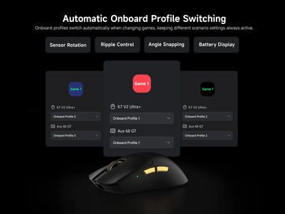 MCHOSE K7 V2 Wireless Gaming Mouse PAW3955 TI Dual 8K Polling Rate 50000DPI Lightweight Magnetic Wireless Charging Dock Esports