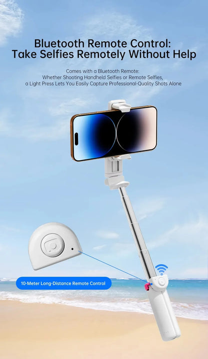 Wireless Foldable Selfie Stick & Phone Stand - 4-in-1 Mini Aluminum Alloy Gimbal Holder, Compact Design for Travel & Smartphones
