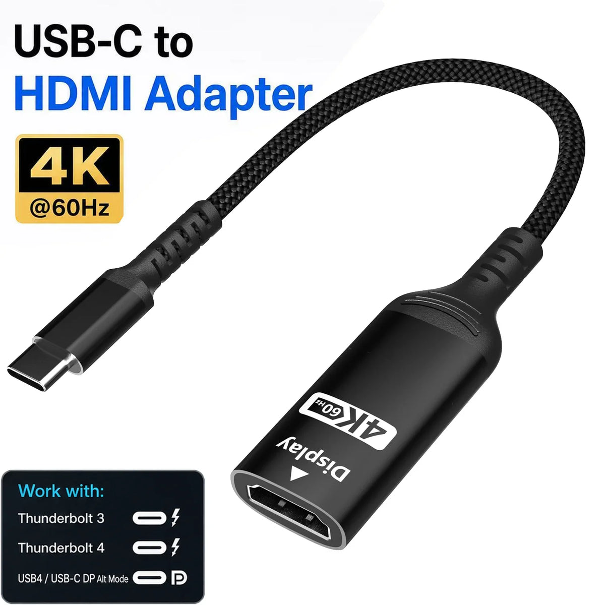 USB-C to HDMI Adapter 4K Ultra HD 60Hz, Type-C to HDTV Female Converter for MacBook Pro, iPad Pro, Galaxy S24