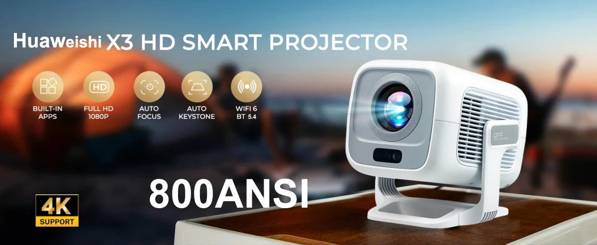 2026 Huaweishi X3 Plus Projector Android 4K Native Portable 1080P Auto Focus Video Home Cinema Outdoor HD LED HY320 Projetor