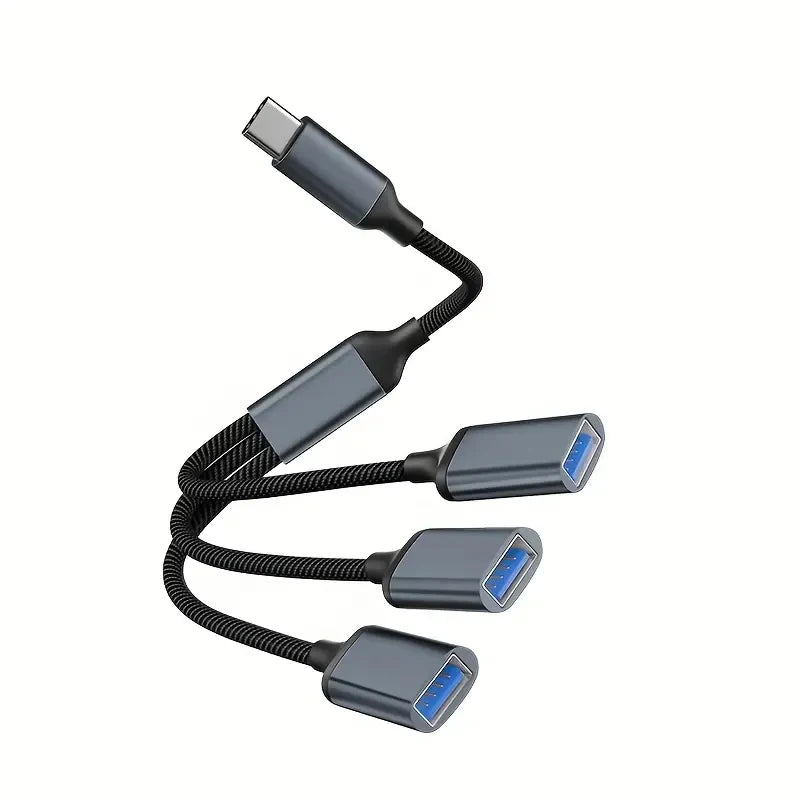 USB Splitter Cable 1 in 3 Out, USB-A Expansion Hub, Multi USB Port Expansion Converter for Car, Laptop, PC/Computer, Keyboard/Mo
