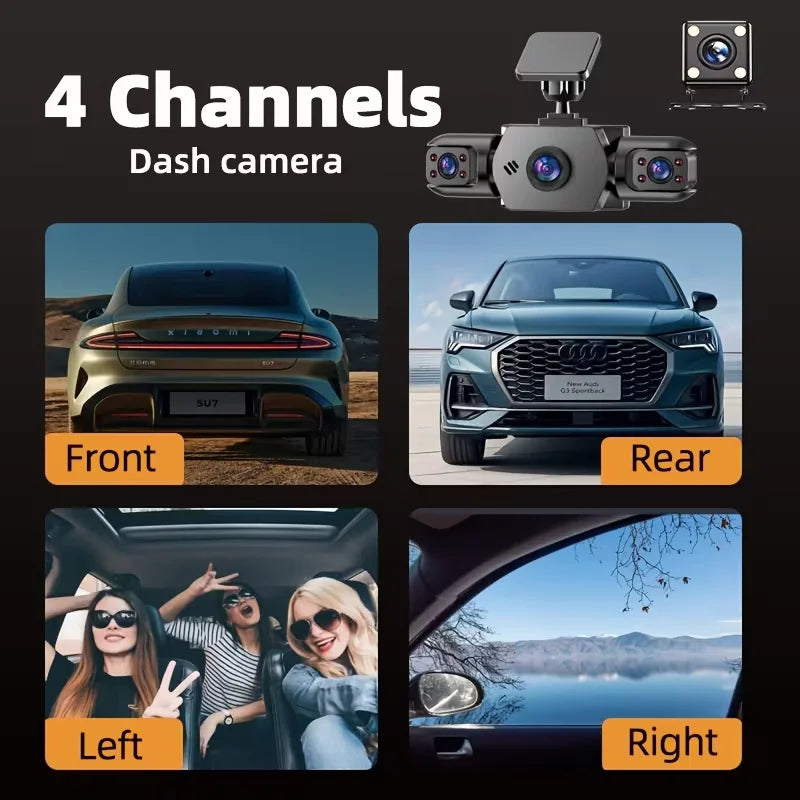 3/4CH Dash Cam, 1080P Multi Lens, 2" IPS Screen, IR Night Vision, 24H Parking Motion Detection