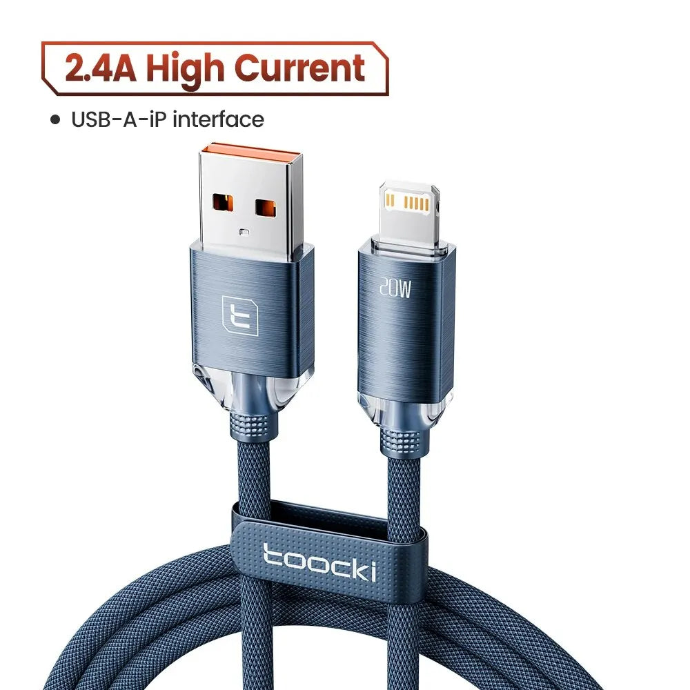 Toocki USB Cable for iPhone 14 13 12 Pro Max 2.4A Fast Charging Lightning Cable Data Wire for iPhone 8 7 6 5 Plus AirPods