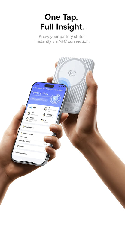Baseus Qi2.2 Magnetic Power Bank 30W USB-C & 25W Wireless Charging 10000mAh Card-Slim NFC Battery Monitoring for iPhone Samsung