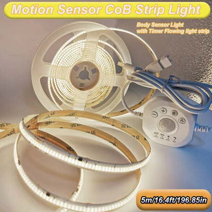 Human Motion Sensor Cob Light Strip, Flowing Motion Sensor Led Light Strip, Usb-Powered Flexible Light Strip, Wall-Mounted Design, Sensor-Activated Lighting, Lights up When People Approach, Turns Off When People Leave, Flowin