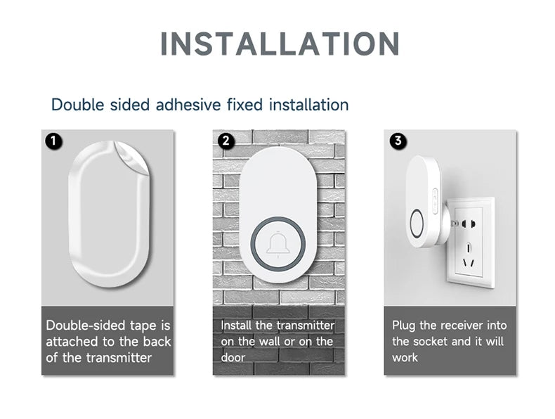 Hococa US/EU/UK Plug Outdoor Wireless Doorbell 60 Songs Melodies Waterproof Welcome Door Bell 200m Remote Call Bell With Battery