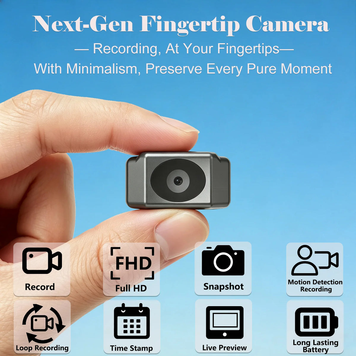 Finger-Tip Cameras, Compact Portable Action Cameras, With Display, Full HD Mini Pocket Vlogging Camera