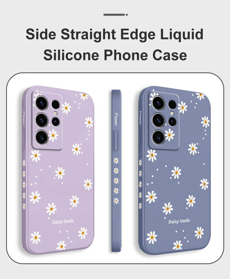 Smiling Daisy Phone Case For Samsung Galaxy S25 S24 S23 S22 S21 S20 S10 S10E Ultra Plus FE Note 20 Ultra Plus Cover