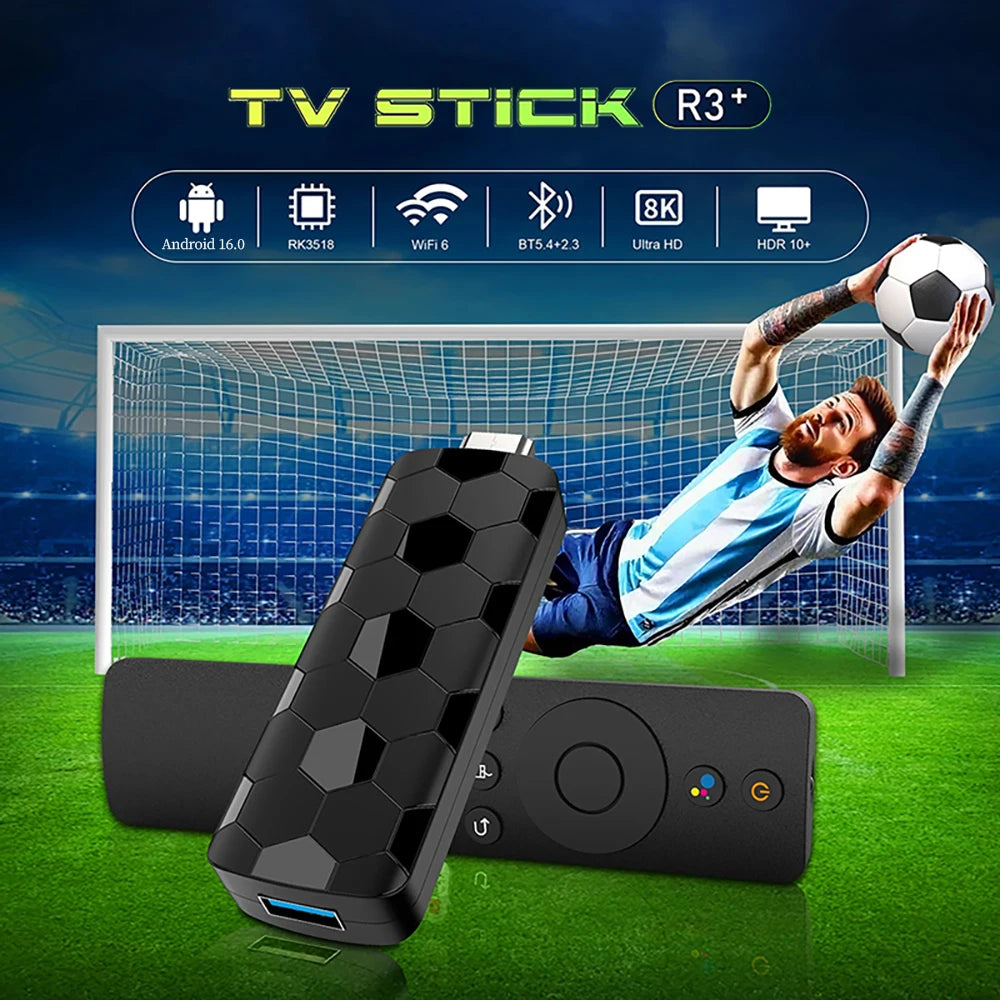 Android 16 4K/8K UHD Streaming TV Stick 8GB+128GB Storage WiFi6 Bluetooth Friendly UI Home Theater Player For Netflix YouTube